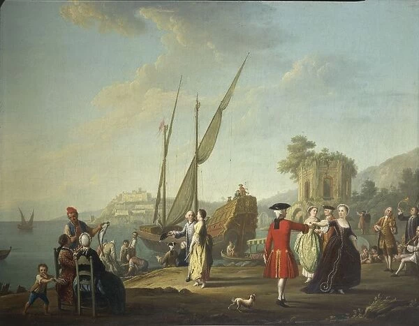 Minuet at Baia, today fraction of Bacoli (Naples), in area of Campi Flegrei, by Pietro Fabris