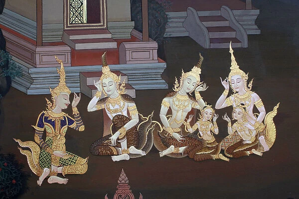 Detail of a mural painting in the Uposatha (shrine hall) of Buddhapadipa temple