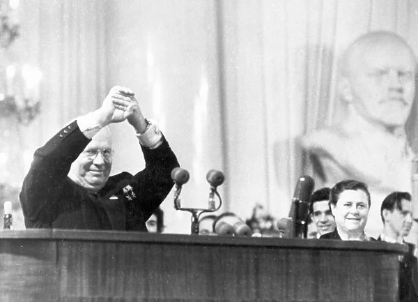 Nikita khrushchev speaking at the kremlin in 1961, moscow, ussr