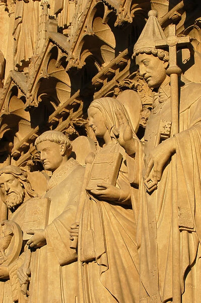 Notre Dame of Paris cathedral facade sculptures