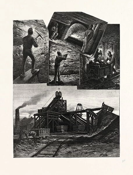 Nova Scotia, Mining Scenes in the Caledonian Mines, Canada, Nineteenth Century Engraving