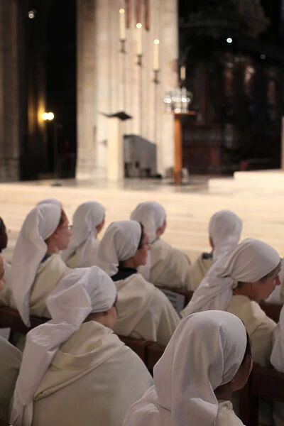 Nuns attending Easter wednesday celebration in Notre Dame cathedral