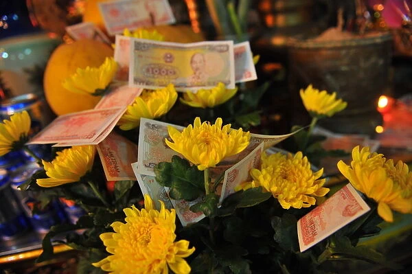 Offerings in a Hanoi buddhist temple