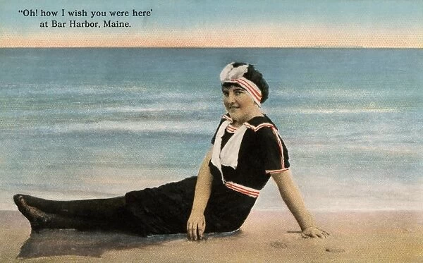 Oh How I Wish You Were Here at Bar Harbor, Maine. Postercard. ca. 1913, Oh How I Wish You Were Here at Bar Harbor, Maine. Postercard
