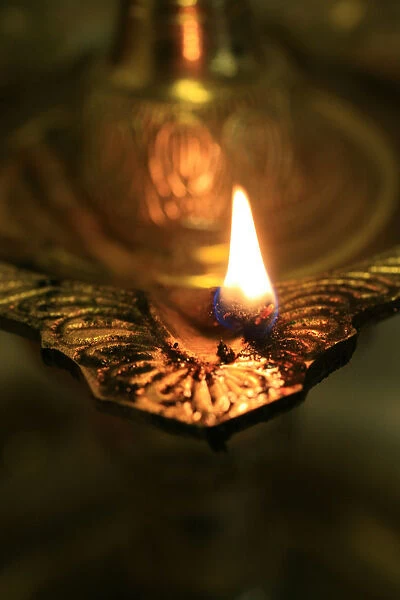 Oil lamp in Hindu temple