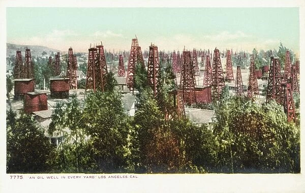 An Oil Well in Every Yard Los Angeles, Cal. Postcard. ca. 1905-1930, An Oil Well in Every Yard Los Angeles, Cal. Postcard