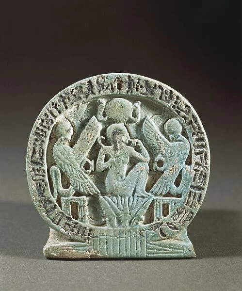 Osorkon talisman decorated with mythological scene: the solar child on a lotus, symbolizing the sun rising on the first day of creation, Third Intermediate Period, Dynasty XXII