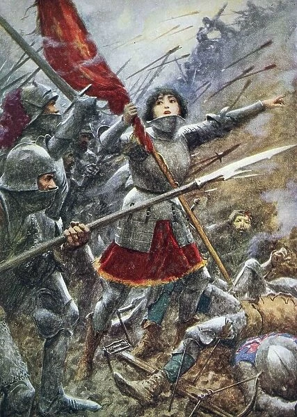Painting of Joan of Arc in battle