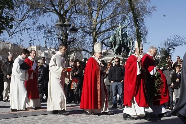 Palm sunday procession at Notre Dame Cathedral