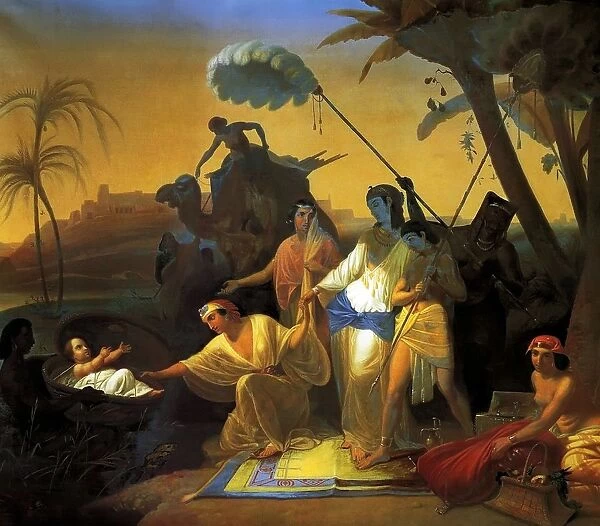 Pharaohs Daughter Finding Baby Moses, 1855. Oil on canvas. Konstantin Flavitsky