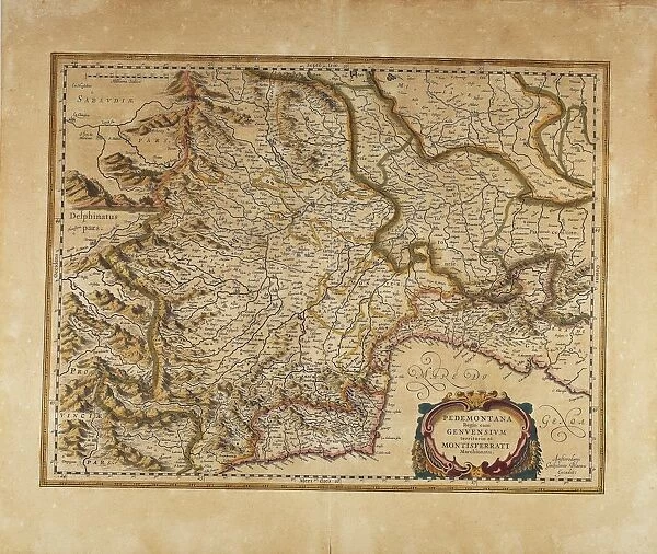 Piedmont, Monferrato and Liguria Regions, Map by Gerhard Kremer, from Regionum Italiae, Copper engraving, 1628