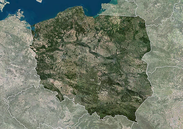 Poland with borders and mask