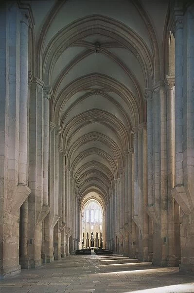 Portugal - Alcobaca. Aisle at the monastery of Santa Maria