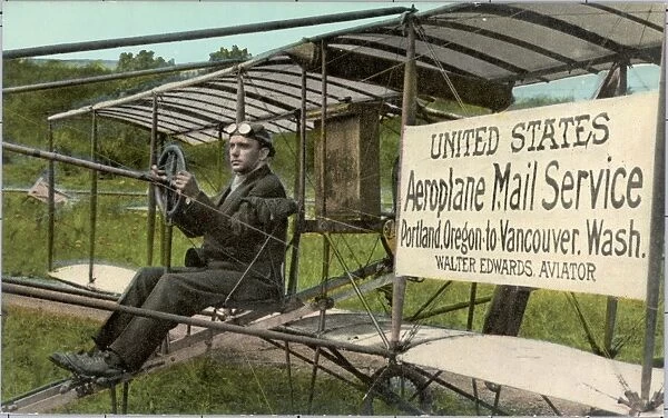 Postcard of Early Airplane Mail Service. ca. 1913, Postcard of Early Airplane Mail Service
