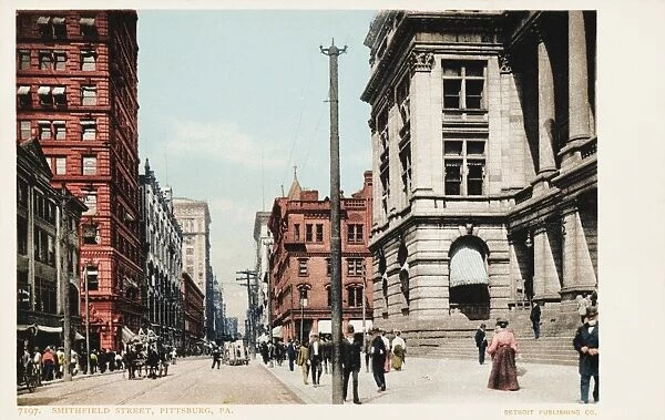 Postcard of Smithfield Street in Pittsburgh. ca. 1903, Postcard of Smithfield Street in Pittsburgh
