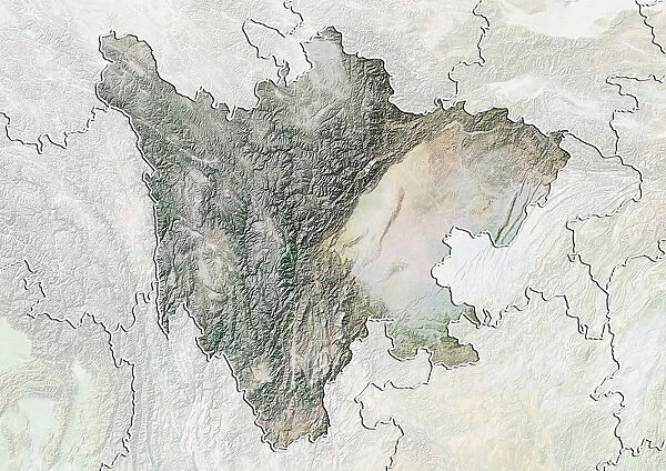 Province of Sichuan, China, Relief Map