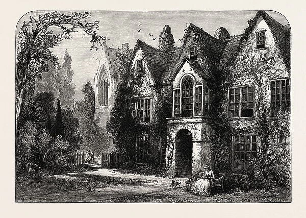 Raleighs House at Youghal, Ireland, Irish, Eire, 19th century engraving