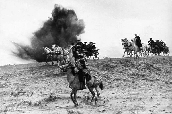 Red army cavalry with machine-gun carriages on the attack, may 1942