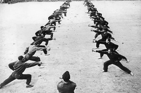 Red army cavalry soldiers undergoing rapier practice, world war ll