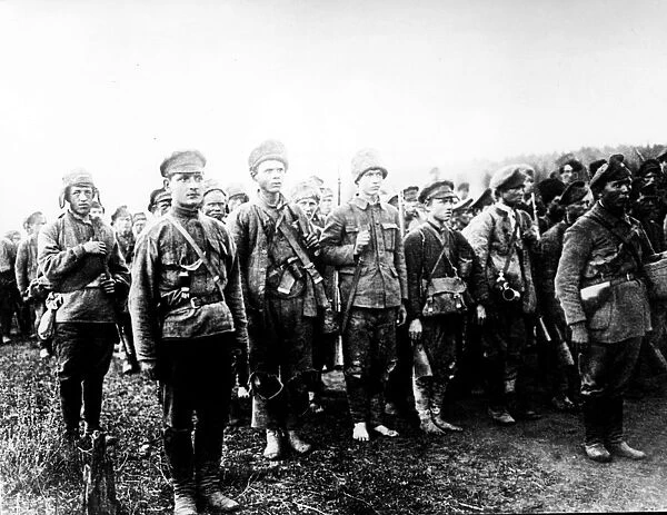 A red army unit returning from far eastern front in 1921 during the civil war