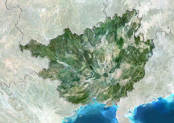 Region of Guangxi, China, True Colour Satellite Image