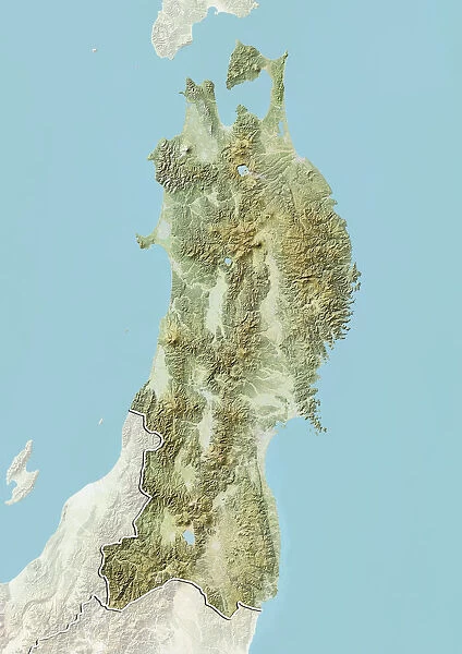 Region of Tohoku, Japan, Relief Map