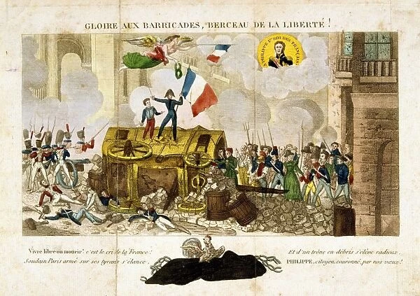 Revolution in France, 1830: Uprising in Paris 27, 28 and 30 July. Glory to the Barricades