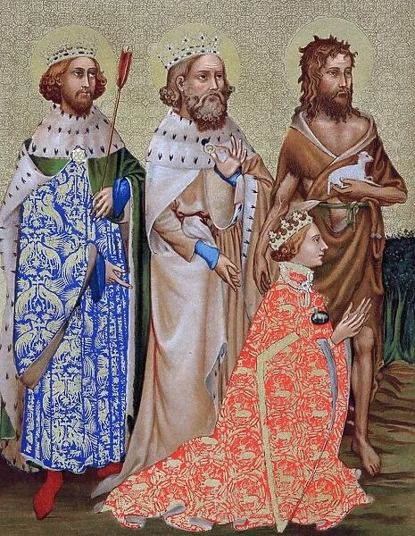 Richard II (1367-1400) King of England 1377-99, with his patron saints St Edmund