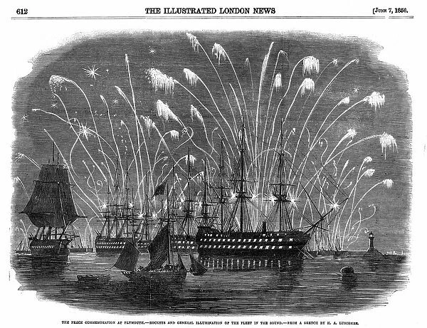 Russo-Turkish (Crimean) WAR 1853-6. Peace commemorations at Plymouth, England. Rockets