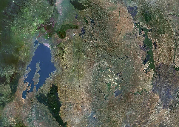 Rwanda. Color satellite image of Rwanda and neighbouring countries