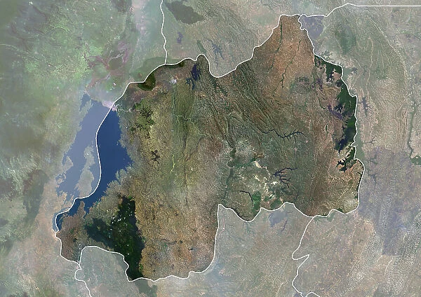 Rwanda with borders and mask
