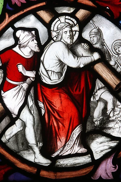 Saint Martins church Stained glass Christ carrying his cross