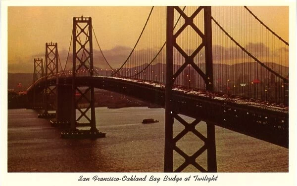 San Francisco-Oakland Bay Bridge at Twilight, San Francisco, California