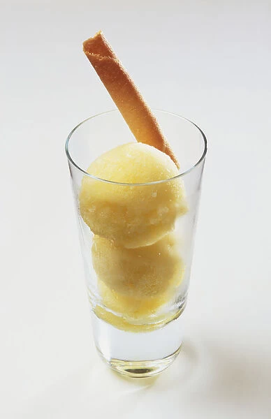 Scoops of sorbet in a glass