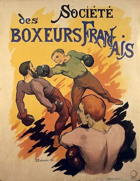 Societe des Boxeurs Francais, French boxers advertising illustration by Delaspre, 1894