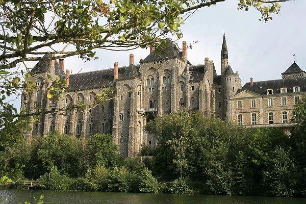 Solesmes benedictine abbey overlooking the Sarthe river