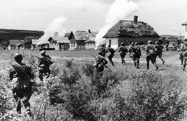 The southern front, soviet infantry dislodging germans from a ukrainian village, july 1942