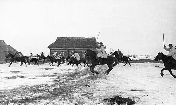 A soviet cavalry squadron pursuing retreating germans, world war ll