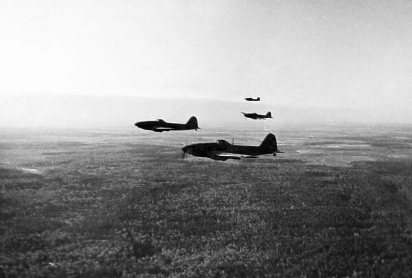 Soviet ilyushin 2 stormovik fighter planes headed for the western front during world war 2