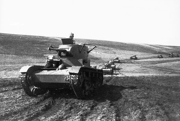 Soviet light tanks during maneuvers in the zabaikal military district, 1936, 1936