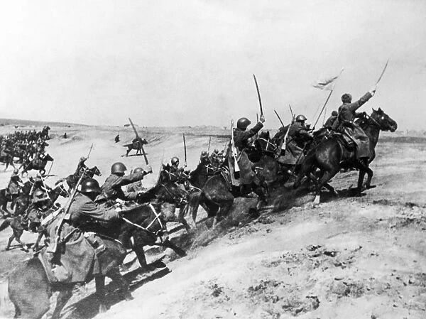 Soviet red army cavalry charge during world war 2