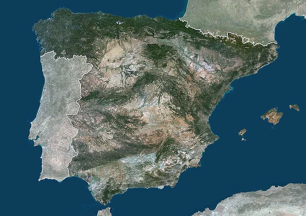 Spain with borders and mask