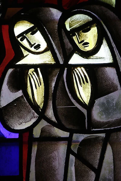 Stained glass in Notre-Dame-de-la-TrinitAZ church. Nuns