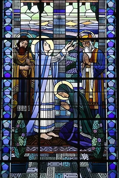 Stained glass in Notre Dame du Rosaire catholic church: the Visitation