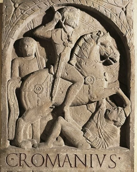 Stele of Gaio Romano Capitone, horseman of the Noricans Wing from Mainz, Germany, Roman civilization