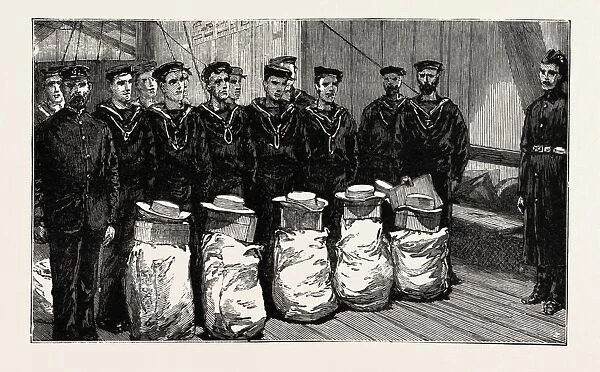 Stokers for the British Navy, Stokers Waiting to be Drafted to a Sea Going Ship, Engraving 1890