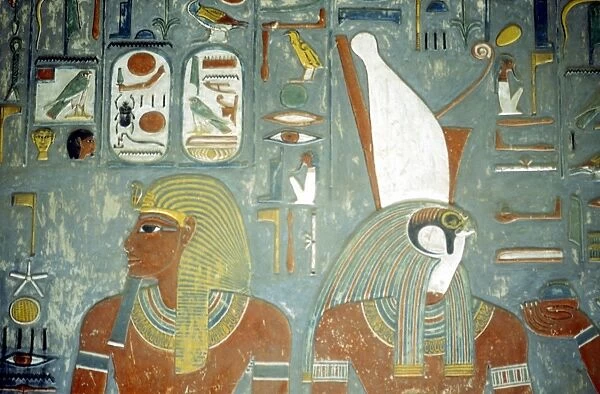 Tomb of Horemheb, last king of 18th dynasty, reigned c1348-c1320 BC. Wall painting showing Horemheb