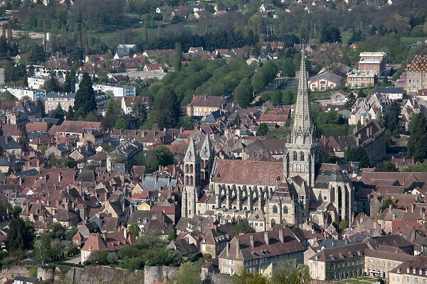 Town view of Autun with the cathedral Saint-Lazare