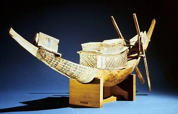Treasure of Tutankhamun (dc1340 BC): Model of boat. Cairo Museum, Egypt