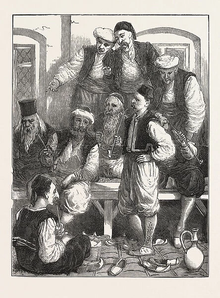 Turkish Prisoners in the Fortress, Belgrade, Serbia, Engraving 1876